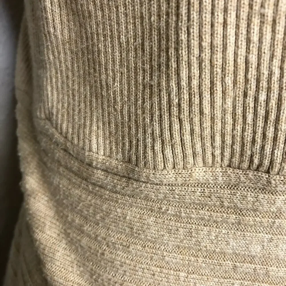 WHBM tan mixed ribbed knit open draped water fall cardigan size Medium